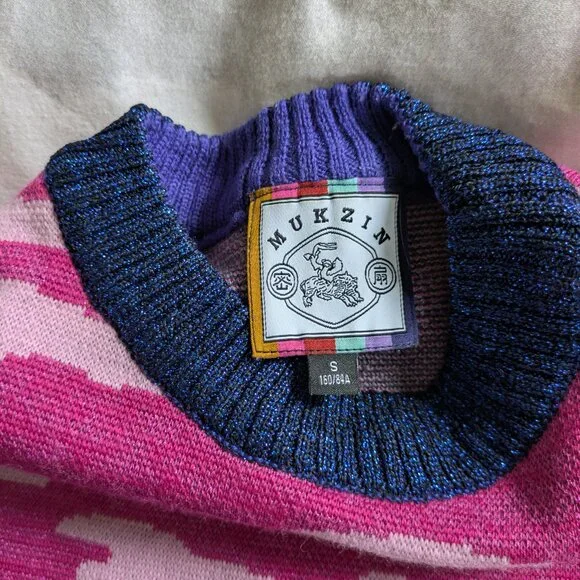 Mukzin surreal sweater eye flower psychedelic landscape pink blue - Picture 4 of 7